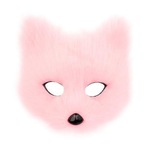 Animal Fox Wolf Mask Halloween Party Cosplay Costumes Props Plush Cat Half Face Masks Carnival Christmas Masquerade - color: Black