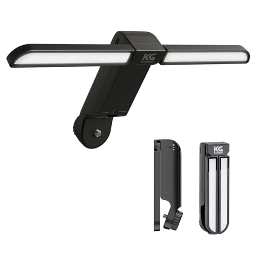 KraftGeek Music Stand Light for Capsule Music Stand, Dual Brightness, White | Designed for KraftGeek, Foldable LED Light,1/4" Screw Mount, Eye-Care Lighting, USB-C or AA Battery Powered - color: Black