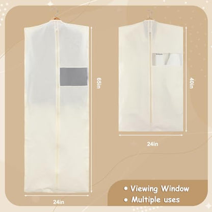 Aliceset 6 Pcs 40'' and 65'' Cotton Garment Bags for Hanging Clothes Canvas Suit Bags for Clothes Coats Jackets Shirts Closet Storage Travel Gusseted Hanging Garment Cover - size: 40 inches 65 inches