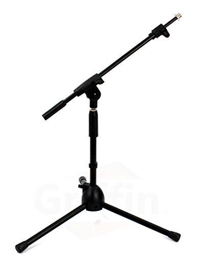 GRIFFIN Short Boom Mic Stand (Low Profile-X Series) – Tripod Mount for Kick Drum, Guitar Amps, Studio Desks, Singing & Home Recording Use - size: 1 Pack