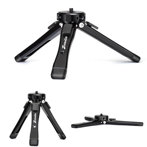 Zeadio Heavy Duty Mini Metal Tripod Stand - Universal Small Table Tripod for Camera, Gimbal, Action Cam, Camcorder, Microphone, LED Light, etc(40kg/88lb Load) - style: Basic Version