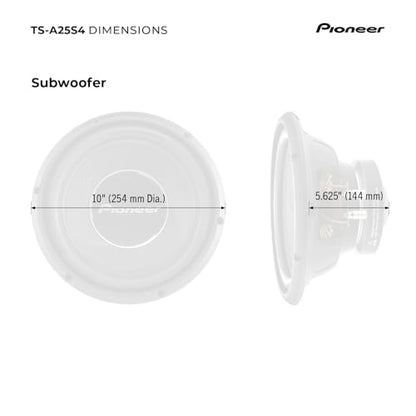 Pioneer A-Series TS-A25S4 10" Subwoofer 1300W Max - size: 10" - 1200W, style: Component Subwoofer