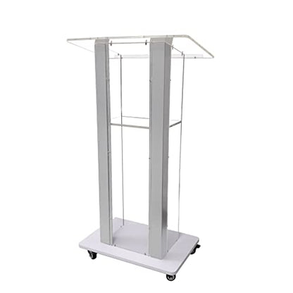 FixtureDisplays® Clear Acrylic Plexiglass Podium Steel Sides Church Pulpit School Lectern Debate Funeral Home Conference 14306NEW-NPF