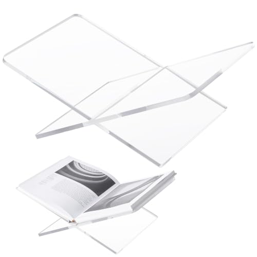 Acrylic Book Stand 15 x 9 x 6 in Large Open Book Display Stand | Acrylic Book Holder for Coffee Table Books, Cookbooks, Recipes, Bibles & Magazines - Book Display Stand for Home Decor - color: Transparency, size: Large