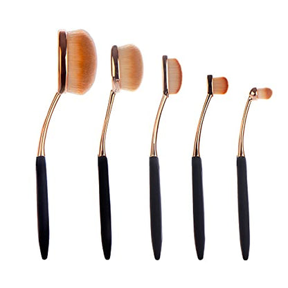 Yoseng Oval Foundation Brush 5 Pcs Toothbrush Makeup brushes Fast Flawless Application Liquid Cream Powder Foundation With Makeup Brush Case - style: Style C