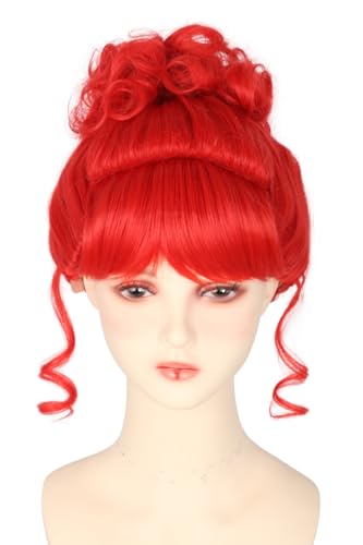 Red Short Curly Bun Wig for Women Cosplay Miss Argentina Wigs for Girls Halloween Costume Wig - color: Red