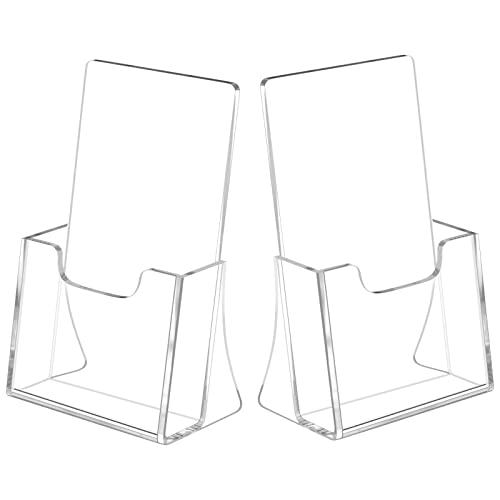 NIUBEE Acrylic Brochure Holder 4 x 6, Flyer Holder Stands Display, 2 Pack | Clear Brochure Display Stand for 4" Trifold Pages, Literature Holder Countertop for Magazine,Pamphlet, Booklets,Menu,Journals - size: 4" x 6", style: 2 Pack