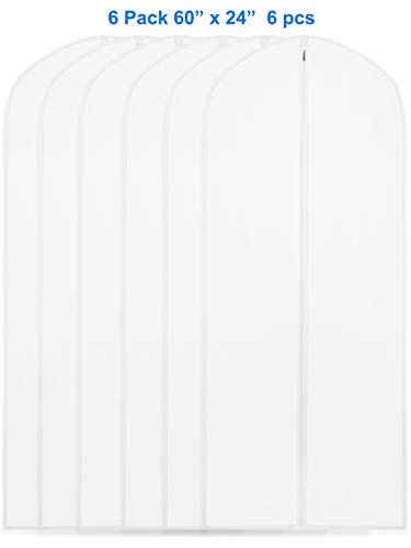 Simple Houseware 60-Inch Clear Garment Bags with Zipper, 6 Pack | for Suits, Dresses, Costumes, Uniforms - size: 6 Pack - 60"