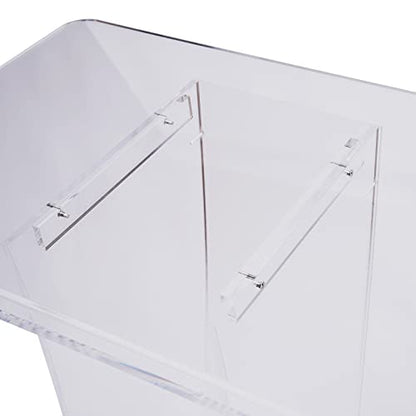 Acrylic Podium 23.62 x 15.74 Inch Transparent Podium Stand Clear Church Lectern Portable Detachable School Lectern for Speeches, Opening Ceremonies Reception Event (23.62 x 15.74 Arcuate, inches)
