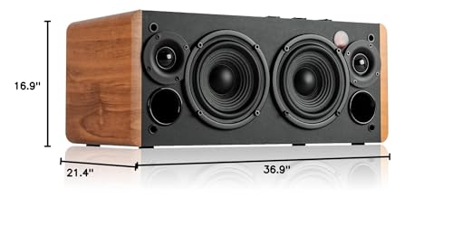Edifier D12 Integrated Desktop Computer Speakers with Bluetooth 5.0, Wireless Stereo Tabletop Speaker 70 Watts RMS with Subwoofer Line Out, RCA, Aux Input for PC Monitor Laptop - Wooden Enclosure - color: wooden