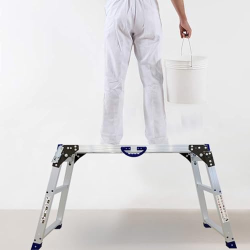 Work Platform 39"x12",50 Gear Adjustable Height 25 to 35 inches Portable Folding Aluminum Step Ladder of Capacity 330 Lbs Heavy Duty | Adjustable Height 25 to 35 inches, Portable Foldable, 330 Lbs Capacity, Heavy Duty,Step Ladder - size: Adjustable 12"(W)