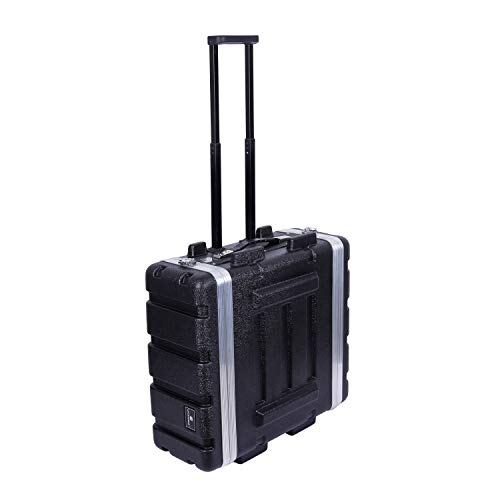 Crossrock Stackable Rack Case with Wheels fits 3U-Standard, 19.25” Depth, Polyethylene Hard-shell Construction with Heavy Duty Hardware-Black (CRA9603UW) - color: With Wheels, size: 3U-Standard