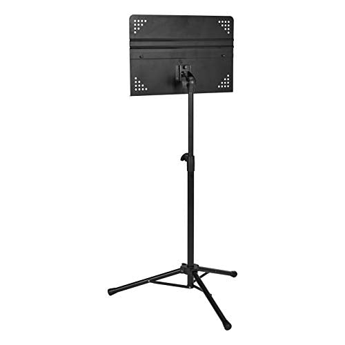 Amazon Basics Adjustable Folding Sheet Music Stand for School Music Program, Bands, Ensembles, 31" to 55" Height, Black