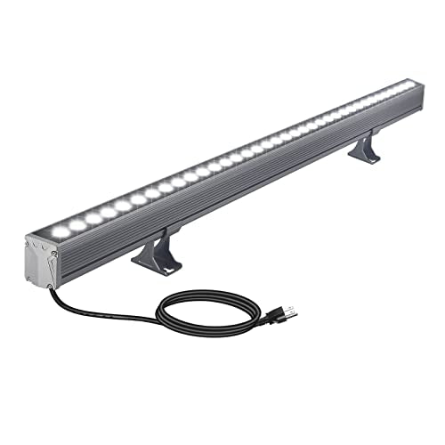 36W Wall Washer Lights, 6000K Daylight White Linear Flood Light, 3.2ft/40 120V LED Light Bar, IP65 Waterproof Outdoor Lights for Landscape, Church, Ads, Yard, Garden（Gray or Black） - color: 6000K Daylight White