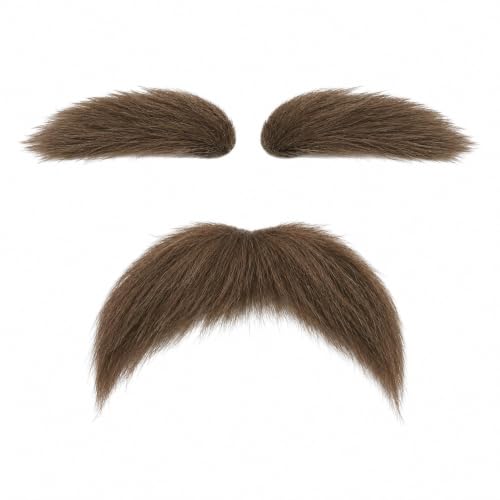 Honcloud DIY Self Adhesive Novelty Fake Mustache Facial Hair - color: Brown(eyebrows and Mustache)