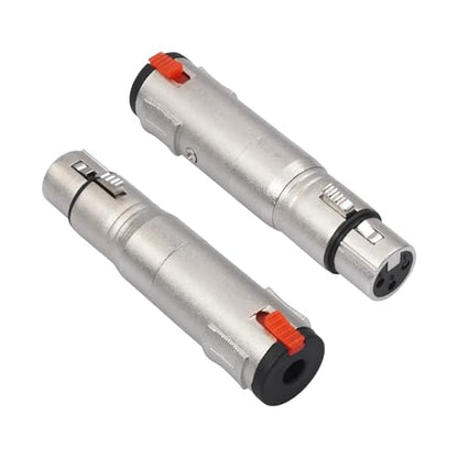 1/4 TRS 6.35mm AUX Female to XLR 3-Pin Adapter XLR Female 2Pcs, Silvery with Lock Converter Plug Cable Connector，Nickel Plated Zinc Alloy Shell, All Copper Pin Socket - color: Silvery