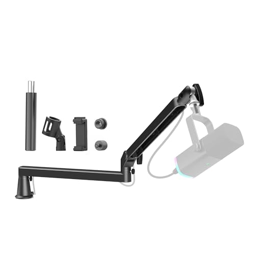 Low Profile Microphone Boom Arm Stand for Gaming Streaming Podcasting Black - color: Black