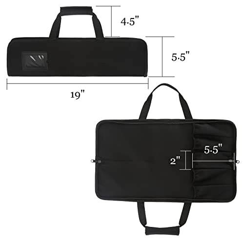 Tosnail 5 Slots Chef Knife Case Roll Bag with Easy Carry Handle - Yellow Line - size: 19" x 5.5" x 1"