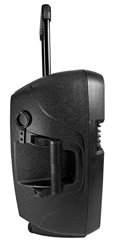 Rockville RAM12BT 12" Rechargeable DJ PA Speaker Bundle with RVES05 Stand | 8-Hour Rechargeable Battery, TWS, XLR/1/4" Inputs, USB/SD, 600W Peak/150W RMS, 5 Band EQ, FM Radio, 2 VHF Mics, 2-Items