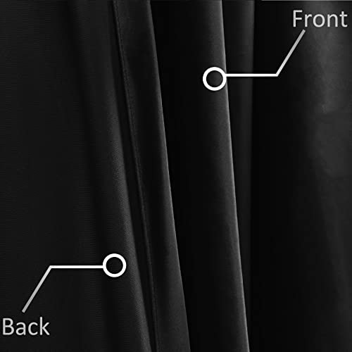 Fcosie Home Theater Curtains Flat Hooks, Extra Wide Velvet Drapes, Blackout Room Darkening Thermal Insulated Drapery for Home Moive Theater Room, 1 PC, 100W x96 L, Black, No Liner - color: Black (#111) + No Liner, size: 100"W x 96"L (Pack of 1)