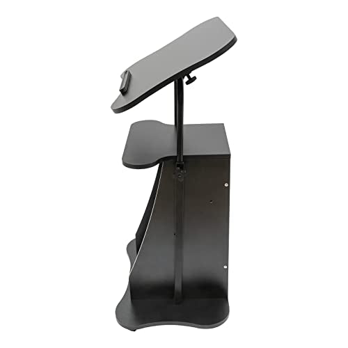 Mobile Laptop Podium,Height Adjustable Sit to Stand Desk with Tilting Desktop & Storage Cabinet,Modern Rolling Lectern Cart Laptop Desk,Podium Stand With Wheels for Office Classroom(with Sliding Door) - size: with Sliding Door