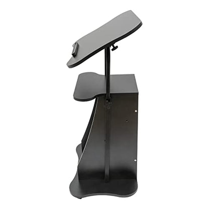 Mobile Laptop Podium,Height Adjustable Sit to Stand Desk with Tilting Desktop & Storage Cabinet,Modern Rolling Lectern Cart Laptop Desk,Podium Stand With Wheels for Office Classroom(with Sliding Door) - size: with Sliding Door