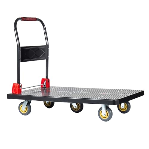 1500 lb Folding Platform Truck Cart with 5" Silent TPR Wheels, Heavy Duty Flatbed Push Cart Dolly, Foldable Moving Utility Cart for Warehouse Garage Office Home, Black - color: 1500 Lb - 43.5" X 25.5"