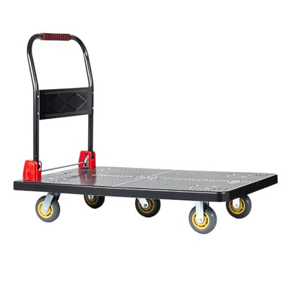 1500 lb Folding Platform Truck Cart with 5" Silent TPR Wheels, Heavy Duty Flatbed Push Cart Dolly, Foldable Moving Utility Cart for Warehouse Garage Office Home, Black - color: 1500 Lb - 43.5" X 25.5"