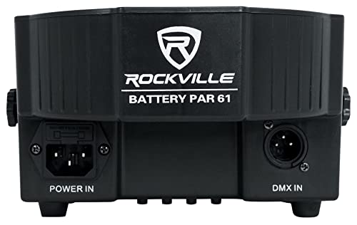 Rockville Battery PAR 61 36W Rechargeable RGBWA+UV DMX Wash Light, 25 Degree Beam, Replaceable Batteries, IR Remote, Sound-Activated, for DJs and Events | 12-18 Hour Battery Life, Stage Lighting, Remote Included, Sound Activated, Strobe, 6/10 DMX Channels