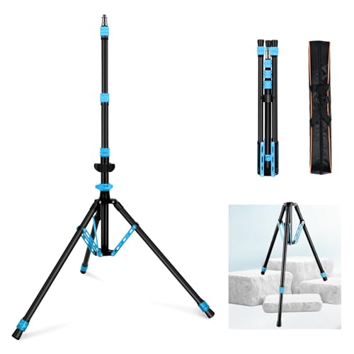 Light Stand Photography, 6.5ft/200cm Removable Center Column Tripod Stand | 2-in-1 Portable Aluminum Tripod Light Stand with Storage Bag & Sandbag, for Video Lighting, Flash, Strobe, Softbox - color: Cyan