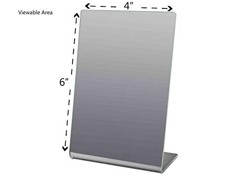 Marketing Holders 4 Pack Plexiglass Mirror 4" x 6" Slant Back Counter Top Free Standing Salons Optical and Jewelry Shops Travel Acrylic Slanted Mirrors Vanity Makeup Locker - size: 4"w x 6"h