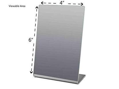 Marketing Holders 4 Pack Plexiglass Mirror 4" x 6" Slant Back Counter Top Free Standing Salons Optical and Jewelry Shops Travel Acrylic Slanted Mirrors Vanity Makeup Locker - size: 4"w x 6"h