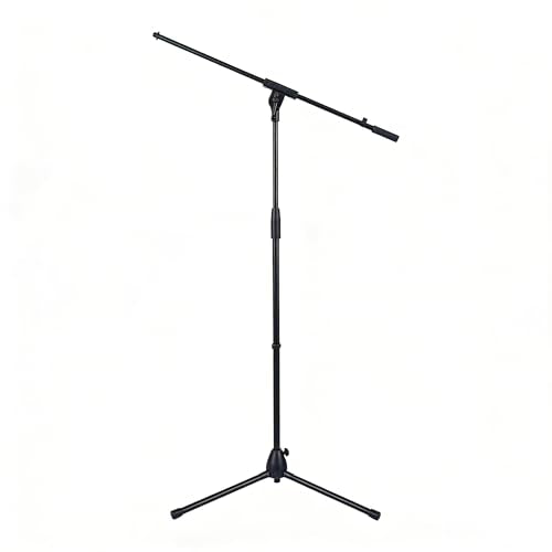 Heavy-Duty Adjustable Floor Microphone Stand with 360° Rotating Boom Arm & Tripod Base, Max 67" Height for Podcast, Live Singing, Recording, and Stage Performance (Black)