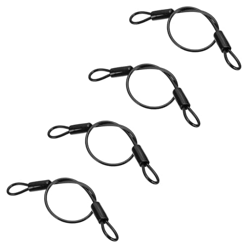 PATIKIL 3/16" Dia Vinyl Coated Stainless Steel Cable with Loops, 4 Pcs 2 ft (20") Flexible Wire Rope Security Chain Lanyard Lock for Outdoor Stage Lighting Luggage Lock, Black - color: Black, size: 3/16"x2 ft