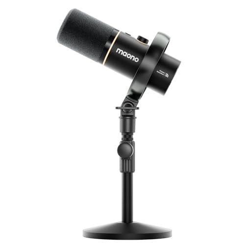 MAONO PD200W Hybrid Wireless Podcast Microphone for PC, Dynamic XLR USB Mic - color: Black