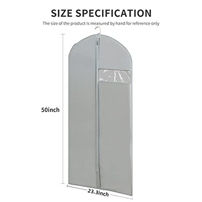 Garment Bags for Travel, 50'' Garment Bags for Hanging Clothes, Suit bag (Set of 2, 23.3'' X 50'') | Transparent window , Easy to identify,2Pcs - size: Set of 2 (23.3'' X 50'')