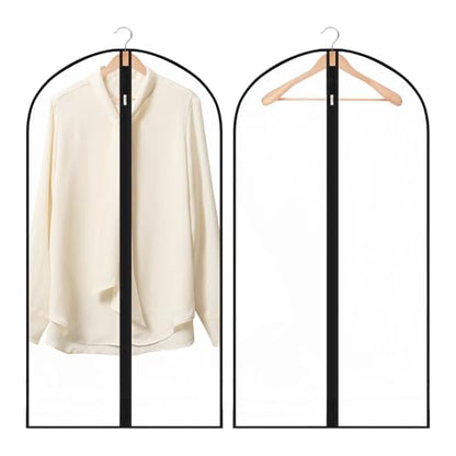 2 Pack Clear Garment Bags, 24 x 40 In, Peva Suit And Dress Covers | Waterproof Peva, Full Clear Design, Dust Protection, Reusable, For Suits, Dresses, Coats, Home And Travel - color: Full Clear with Black Edge, size: 40in *2