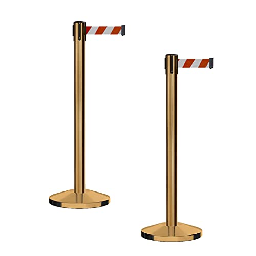 CCW Series RBB-100 Retractable Belt Barrier Stanchions, 2 Pack, 7.5 Foot - color: Red and white diagonal, size: 7.5 Foot