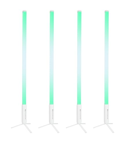 Rockville 4X Rock Saber White Wireless DMX DJ Tube Lights, 5ft, 23H Rechargeable Battery, 192 RGBWA LEDs, IP65 Indoor/Outdoor, App Control+Remote, Padded Bag, Floor Stand/Truss Mount | Wireless DMX, 192 RGBWA LEDs, 23-Hour Battery, IP65, Sound Activated,
