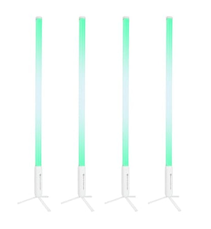 Rockville 4X Rock Saber White Wireless DMX DJ Tube Lights, 5ft, 23H Rechargeable Battery, 192 RGBWA LEDs, IP65 Indoor/Outdoor, App Control+Remote, Padded Bag, Floor Stand/Truss Mount | Wireless DMX, 192 RGBWA LEDs, 23-Hour Battery, IP65, Sound Activated,