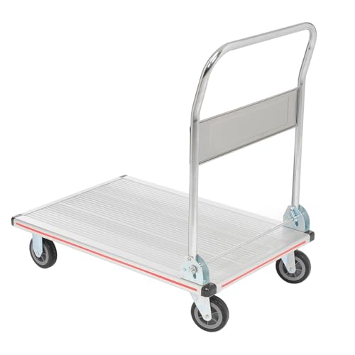 Global Industrial Lightweight Folding Platform Truck, Aluminum, 36" L x | 24"W, 600 Lb. Capacity, 2 Swivel & 2 Rigid 5" Rubber Casters, Flatbed Push Cart - size: 36"L x 24"W x 6"H