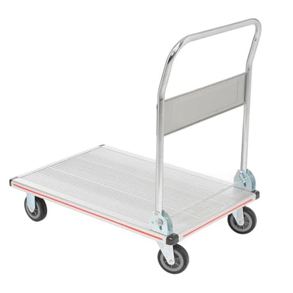 Global Industrial Lightweight Folding Platform Truck, Aluminum, 36" L x | 24"W, 600 Lb. Capacity, 2 Swivel & 2 Rigid 5" Rubber Casters, Flatbed Push Cart - size: 36"L x 24"W x 6"H