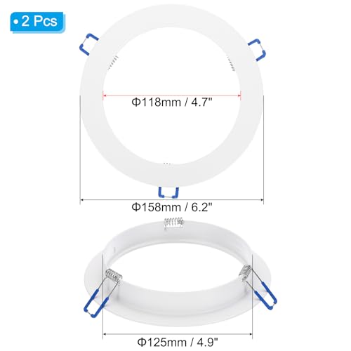 PATIKIL 18W 6.2" OD 4.7" ID Light Trim Ring, 2pcs Downlight Mounting Bracket Circular Light Cover Light Fixture for Ceiling Wall Recessed Can Downlight, White - color: White, size: 6.2" x 4.7"