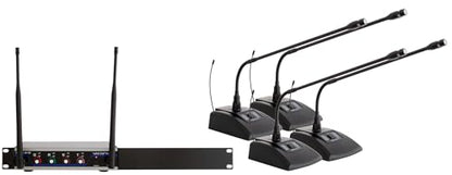 VocoPro Digital-Quad-C-500 4 Channel UHF Tabletop Mic System with Gooseneck Conference Microphones Digital-Quad Receiver - DIGQUADC500