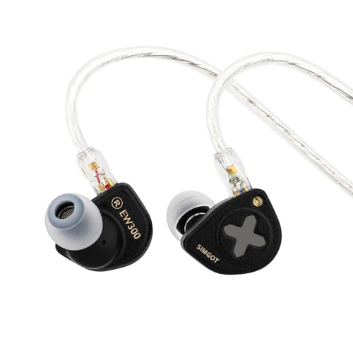 Linsoul SIMGOT EW300 1DD+1Planar+1PZT Hybrid Driver IEMs, DSP Edition | HiFi Wired Earbuds, Gaming Earbuds with Detachable Nozzles, Silver-Plated OFC In Ear Monitor Cable for Audiophile Musician - style: EW300 DSP