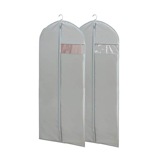 Dress Bags for Gowns Long, 65'' Long Dress Clear Garment Bag(Set of 2, 23.3'' X 65'') | Transparent window , Easy to identify - size: Set of 2(23.3" x 65") Gray