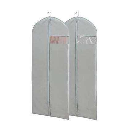 Dress Bags for Gowns Long, 65'' Long Dress Clear Garment Bag(Set of 2, 23.3'' X 65'') | Transparent window , Easy to identify - size: Set of 2(23.3" x 65") Gray
