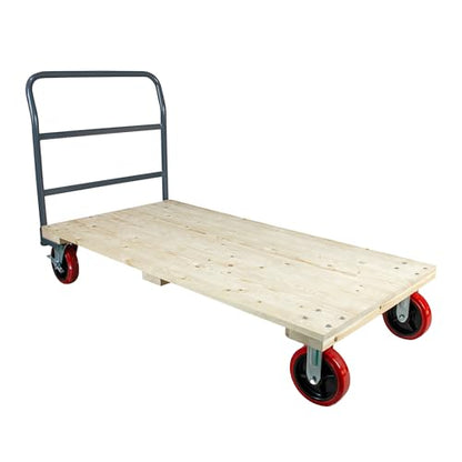 Heavy Duty 2000LB Hardwood Flatbed Platform Cart – 60” x 30” Industrial Dolly Hand Push Truck, 8'' Swivel Locking Wheels – Super Heavy Duty Commercial Moving - color: Plain Cart-wood, size: 60 x 30 Inch