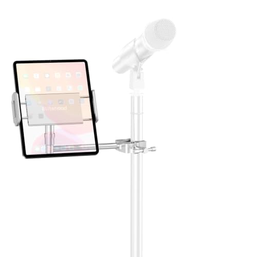 elitehood iPad Holder for Mic Stand, Aluminum Side Mount iPad Music Stand - color: Sliver
