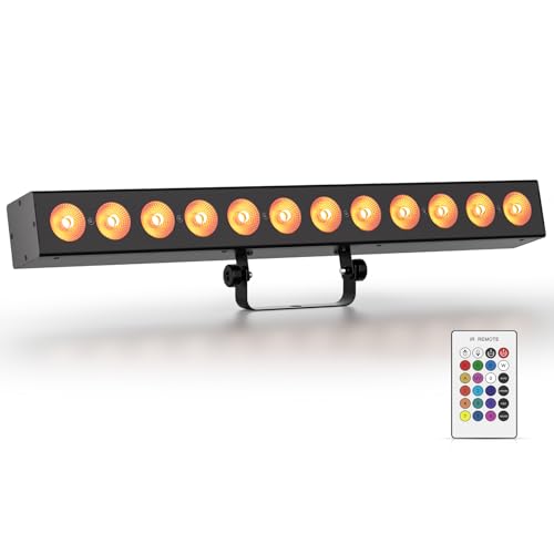 Battery Powered Stage Light Bar,120W 12 LED RGBWA+UV Rechargeable Wash Lights Bar with Remote DMX512 Control, Wireless Uplights for Party Events Wedding Church Disco - color: 1 Pack